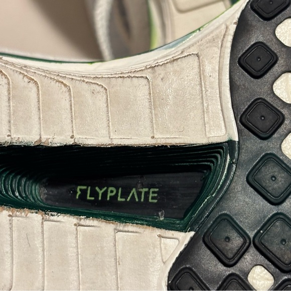 NIKE Sz 9.5 Vaporfly Zoom X White and Neon Yellow Breathable Running Shoes - Picture 15 of 16